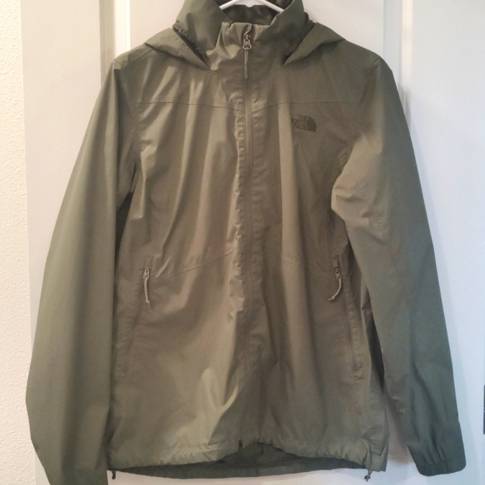 Women's Large Green North Face Rain Jacket